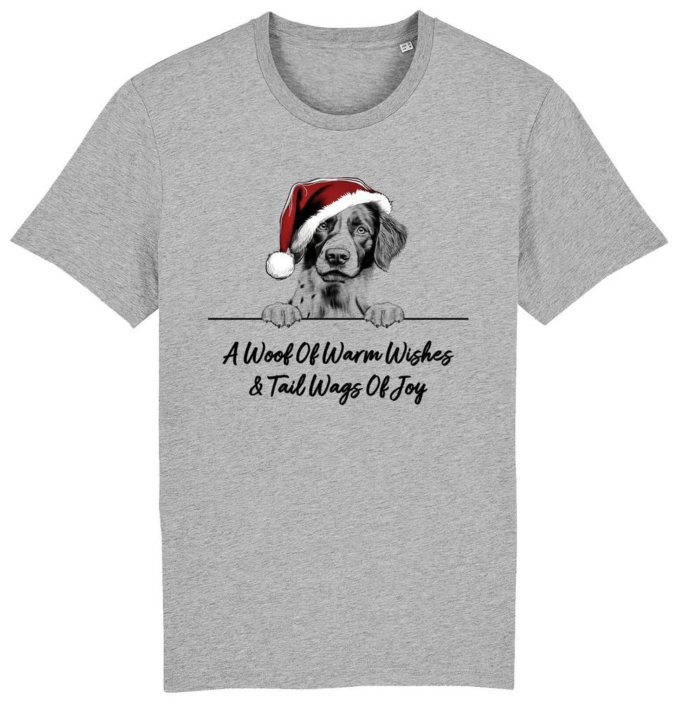BRITTANY SPANIEL Christmas Dog T-Shirt Adults Kids Woof Wishes Tail Wags Xmas