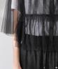 Nano Universe Tulle Tiered F Women's Blouse, 010, Black, 673-5121320