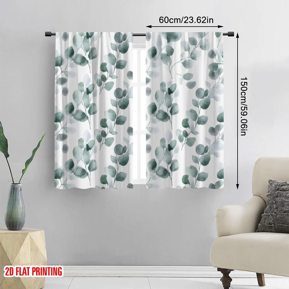 2 szt., druk płaski 2D Popularne panele zasłonowe Liściasta harmonia Wszechstronna tkanina (bez pręta) Prezenty do sypialni, salonu,