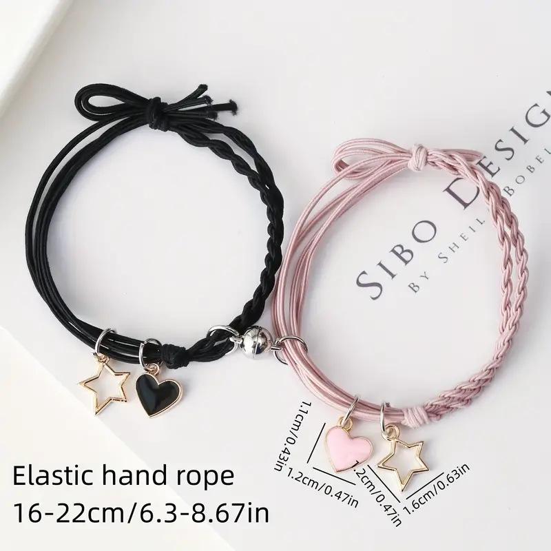 Cartoon Heart and Rabbit Butterfly Bracelet with Attracting Magnets for Women and Couples
