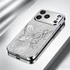 Grey Pearl Butterfly Flower Electroplated Silver Phone Case For iPhone 15 17 16 14 13 12 11 Pro Max Plus 16E 17Air XR 7 8 Cover