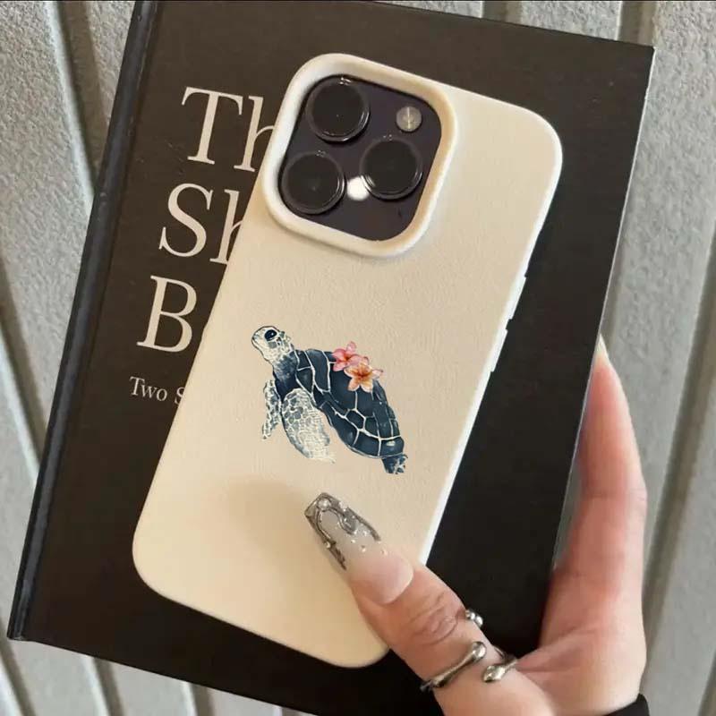 

Sea Turtle Plumeria Flower Pattern Design Protective Cover for iPhone 17 16 15 14 13 12 11 16E Series Pro Max Plus iphone 17 ProMax