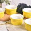 4Pcs Colorful Souffle Cups Ceramic Condiment Dish Dishwasher-Safe Fluted Porcelain Bowls  Desserts