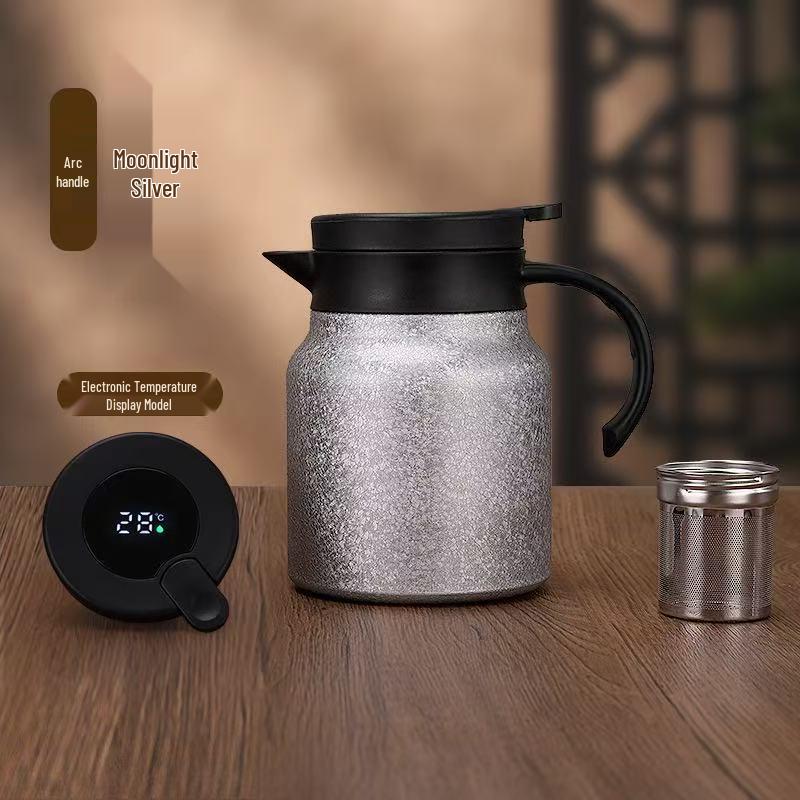 Titanium-Coated Smart Temperature Kettle, Large Capacity, Anti-Scald, Double-Walled, Insulated Tea Pot, Slow Cooker with Handle