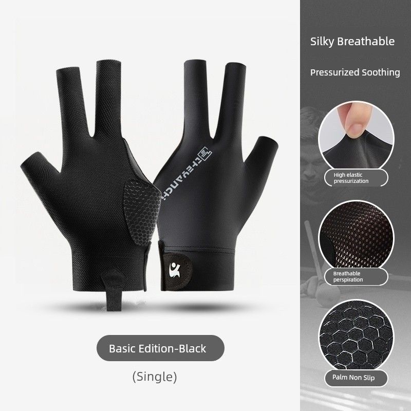

Billiard Gloves Men s and Women s Three-Finger High-End Left Hand Non Slip Breathable Professional Table Tennis Snooker Dedicated Good-looking 258-black [left hand]] All yards
