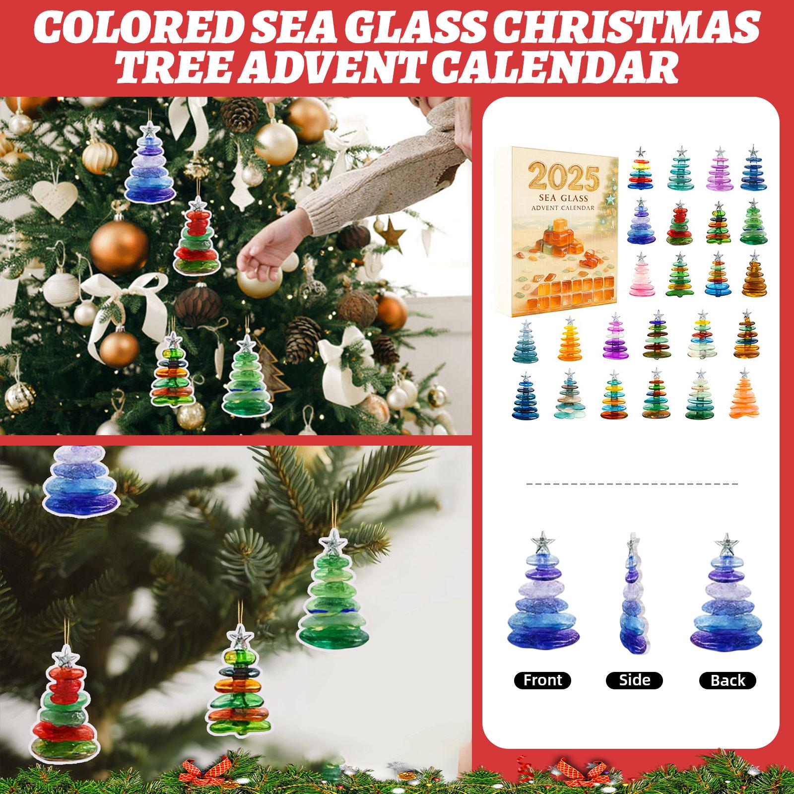 

Colored Sea Glass Christmas Tree Advent Calendar, 2D Flat Acrylic Ornament, Christmas Tree Pendant, Suitable For Christmas Decorations One Size