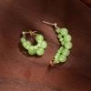 Super Fairy Small Fresh Green Grape Earrings Women'S High-End Sense Crystal Bobo Qingti Earrings Niche Design Cute Earrings