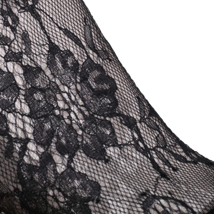 Sexy stilettstøvler kvinner Blomster blonder Mesh Nett naken ankelstøvletter Tynne høyhælte pek-tå sko stor størrelse 48