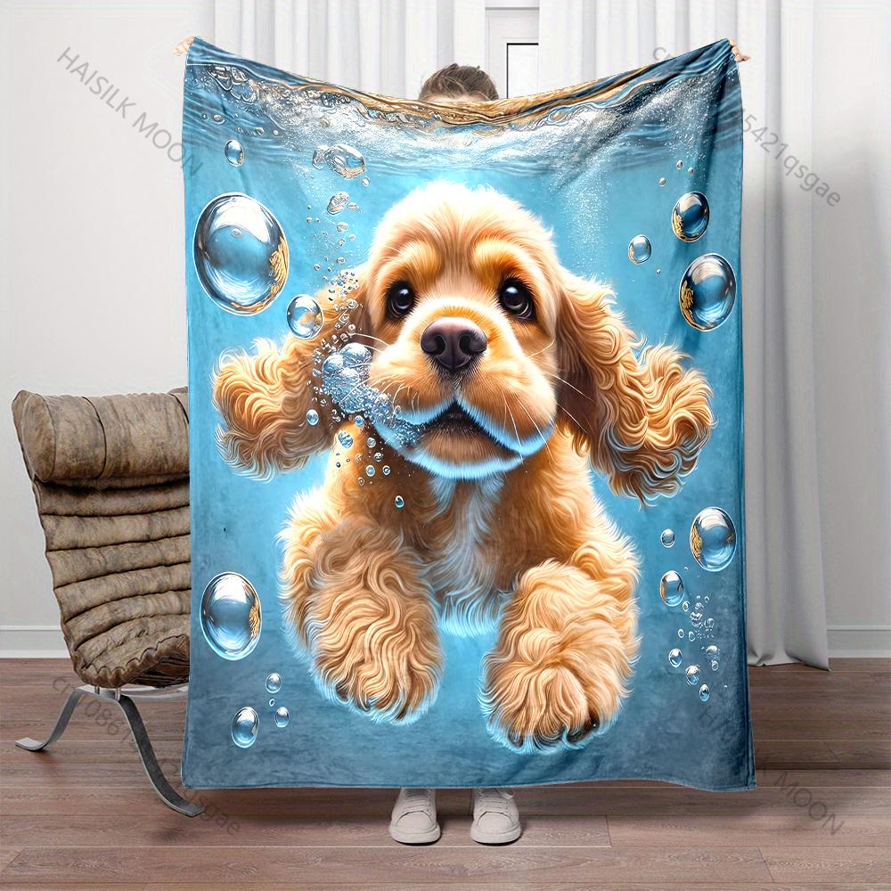 1PC Diving Puppy Print Blanket Warm Soft Fluffy Kids and Adults Sofa Bed Throw Blanket for Home Travel Camping Luxury Gifts