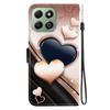 Handmade PU Leather Flip Case for Honor X6b Anti-Slip Shockproof Cover with Wrist Strap & Heart/Rose Cat Designs