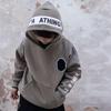 Trendy Japanese Style Boys' Hooded Fleece-Lined Autumn/Winter Sweatshirt