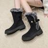 Winter snow boots women's thick-soled solid color plush plush decorative medium tube casual boots fashionable warm women's boots