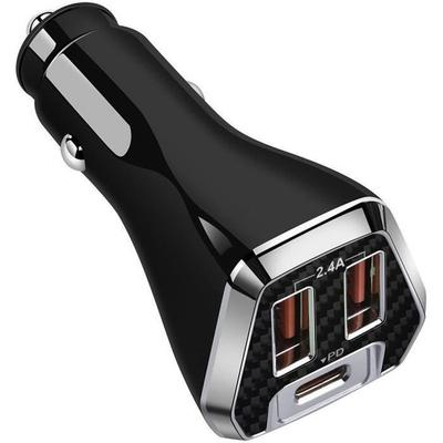 Universal Car Charger Phone, USB-C and USB-A, Cigarette Lighter Black