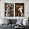 Baby Animal Flower Crown Print Canvas Painting Prints HD Posters Cute Animal Portriat Wall Art Pictures Home Kid Bedroom Decor