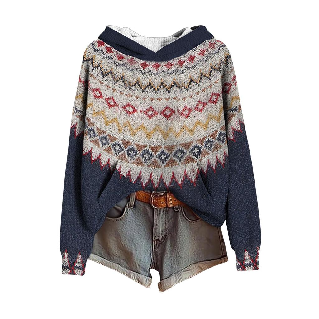 Sweatshirts For Women Knit Sweater Cute Shirt Fall Pullover Hooded Sweatshirt