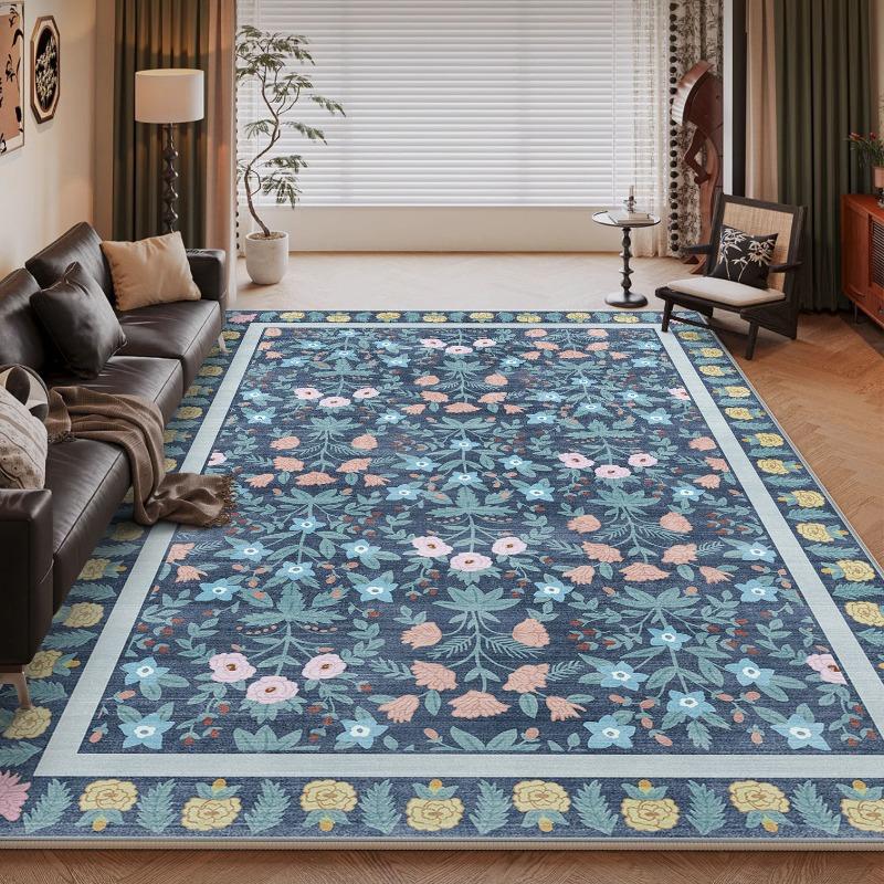 Flower Theme Pattern Area Mat Bohemian Water-Absorbent Non-Slip Carpet for Indoor and Outdoor Use Multi-scene Home Decor Mat