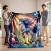 Majestic Unicorn In Enchanted Forest Design Flannel Blanket for Bedroom, Living Room, Sofa, and Nap Sofas