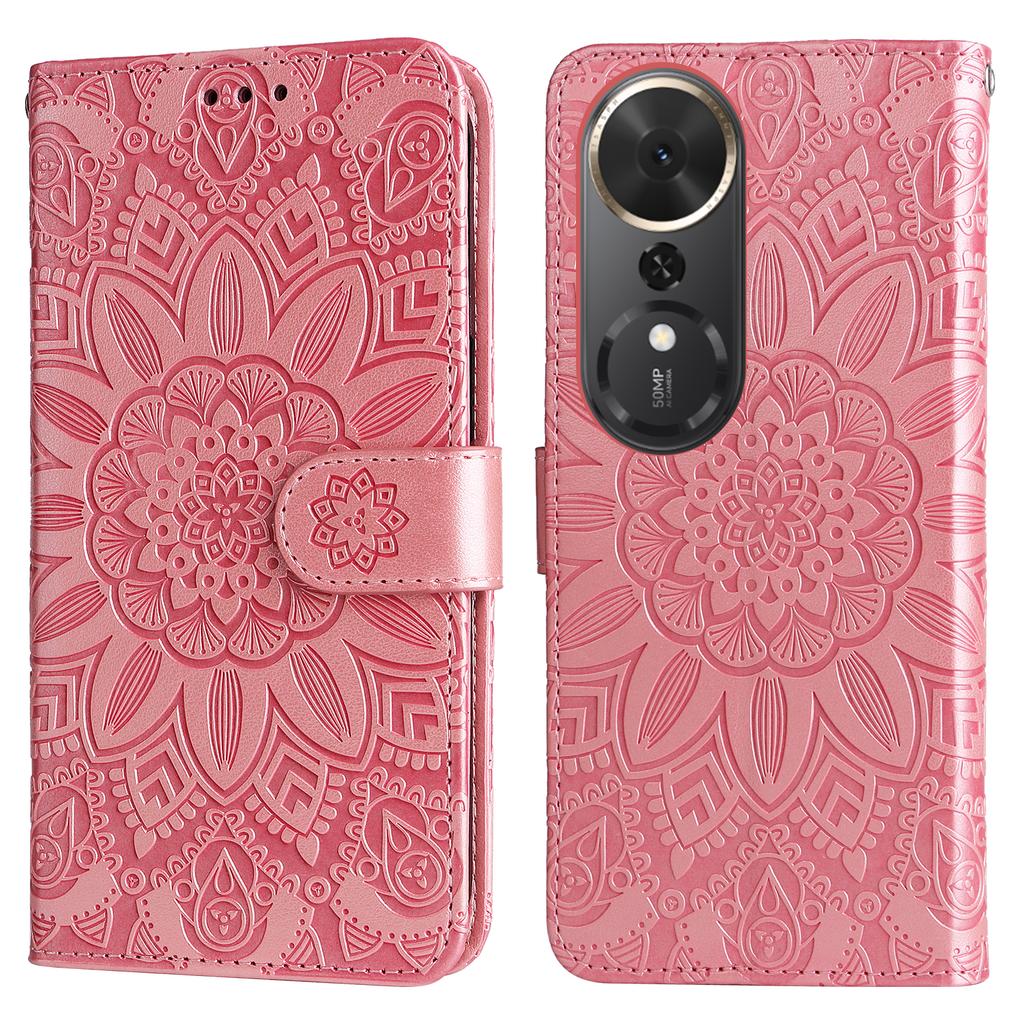 For Honor Play 70 Plus 5G Case Sunflower Imprint Leather Wallet Phone Cover