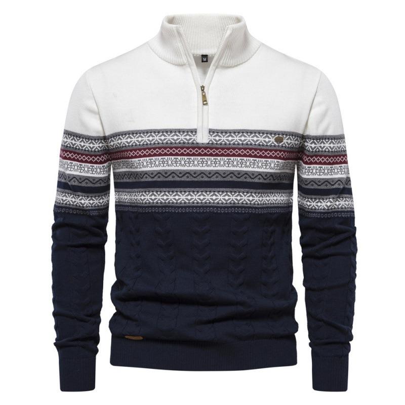 New Stand Collar Men's Pullover Half Zip Cotton