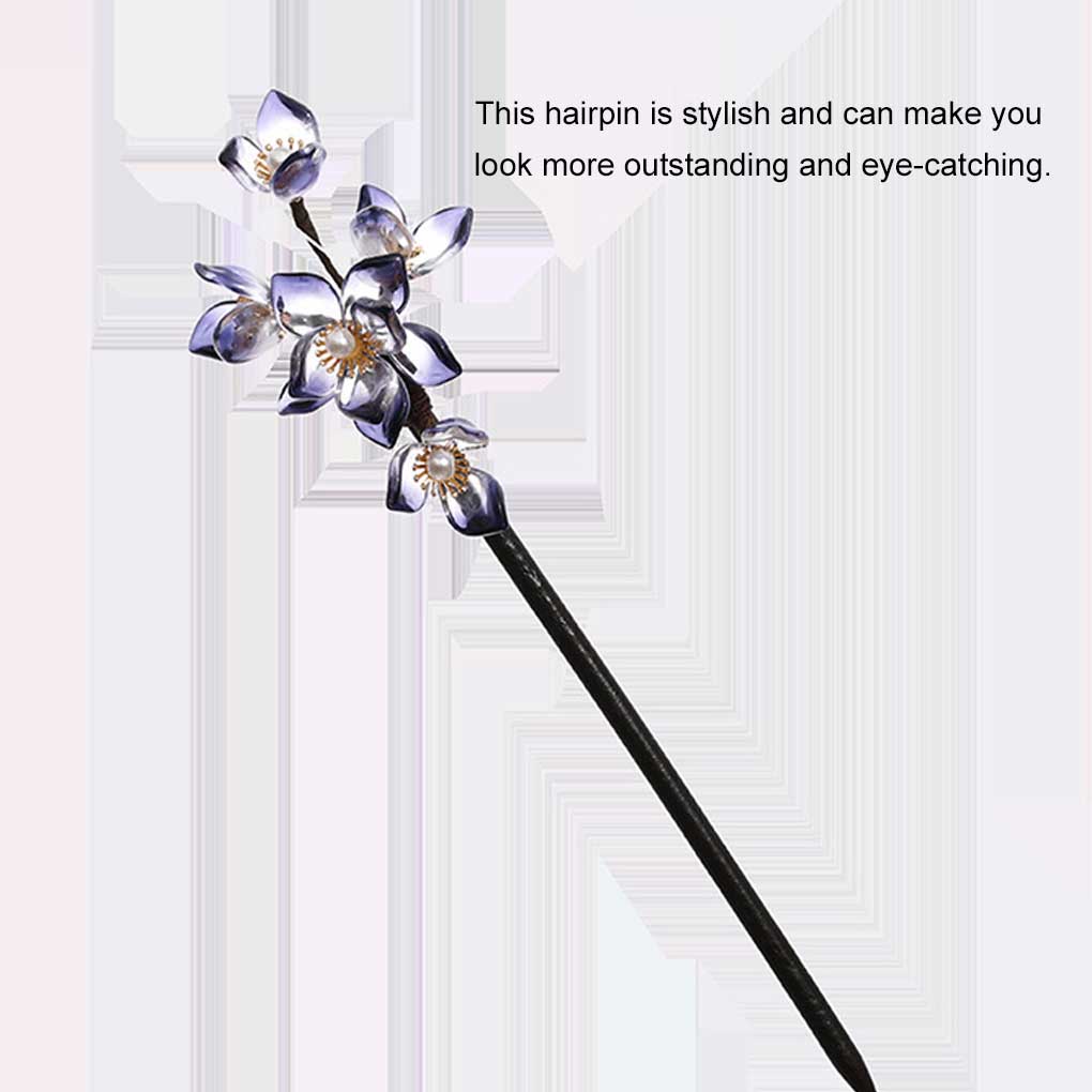 Women Flower Shaped Crystal Hairpin Portable Hair Stick Party Banquet Traveling Headwear Jewelry Birthday Gift