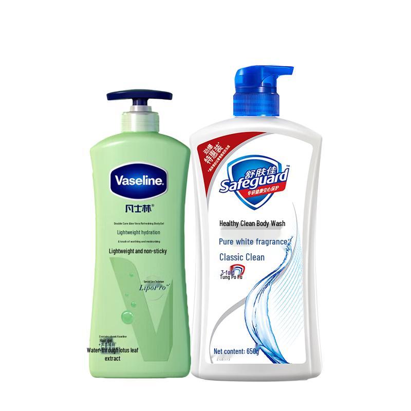 Vaseline Aloe Fresh Body Lotion & Pure White Shower Gel Set