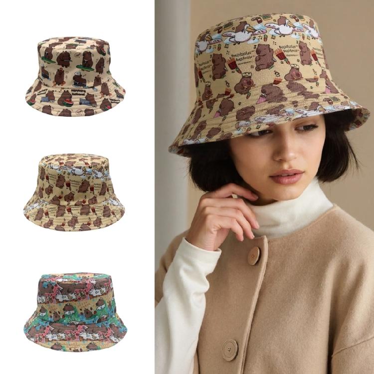 Eye Catching Capybara Bucket Hat Outdoor Sports Hat Stylish Streetwear Hat for Both Men and Women