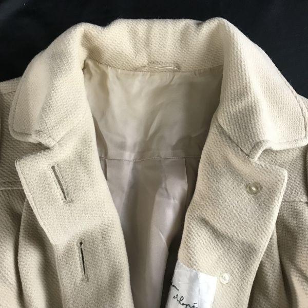 Adam et Rop Angora A-Line Coat Women's M Beige Lined 3/4 Sleeve(USED)