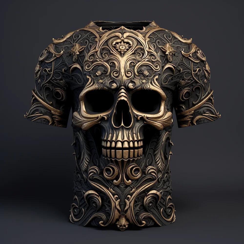 Letní tričko s krátkým rukávem Pánské oblečení Pánské trička s potiskem hlavy lebky Pánské Tričko pro volný čas Sportovní oblečení Pánské