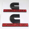 2Pc Set Compatible with Cummin Turbo Emblems for 2500 3500 Fender Badges (Black Red)