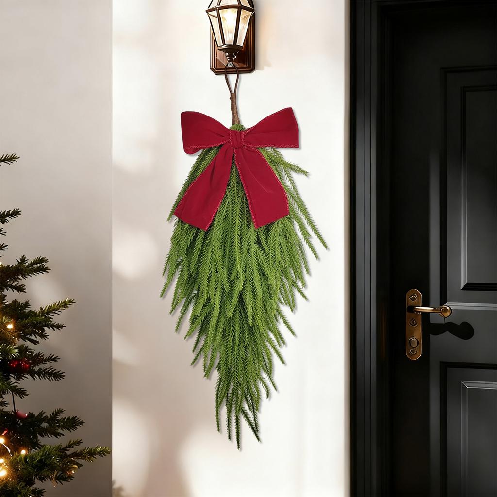 60cm Simulated Soft-Glue Norfolk Needle Wall Hanging Christmas Tree Upside Down Vine Green Plant Holiday Decoration