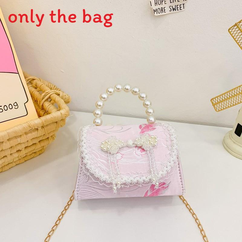 Childrens Cute Princess Crossbody Bag With Artificial Pearl Decoration And Embroidery Design For Daily Use