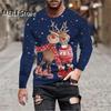 Men's T-Shirts Christmas Funny Reindeer  Print Tees Casual Streetwear Long Sleeve T Shirt Pullover Harajuku Top Men Clothing