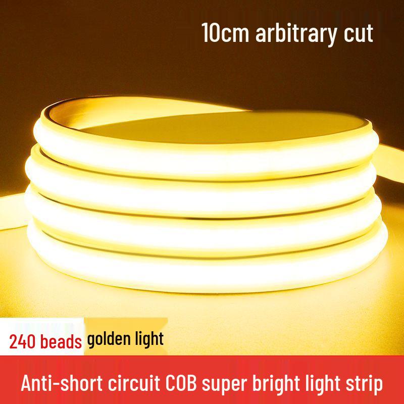 Outdoor Waterproof LED Strip Light, 220V COB, Self-Adhesive, Super Bright White, Suitable for Living Room and Ceiling.