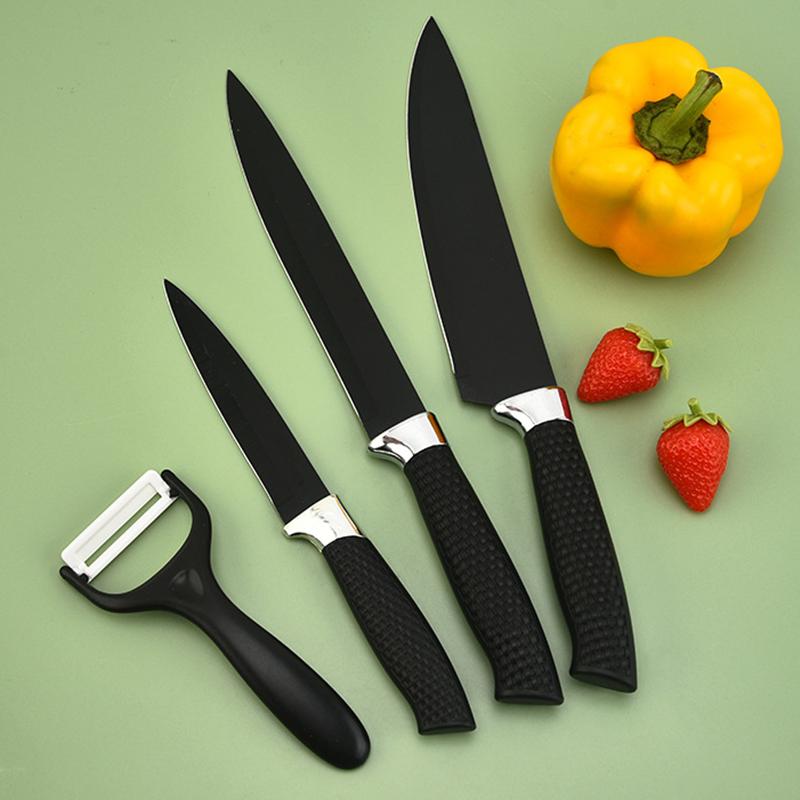 Four Piece Kitchen Stainless Steel Knife Chef's Knife Sharp Meat Cleaver Peeling Fruit Knife