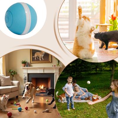 Electric Rolling Pet Toy Ball Jumping Smart Interactive Toy Obstacle Avoidance Rolling Cat Ball With LED Light For Indoor Play