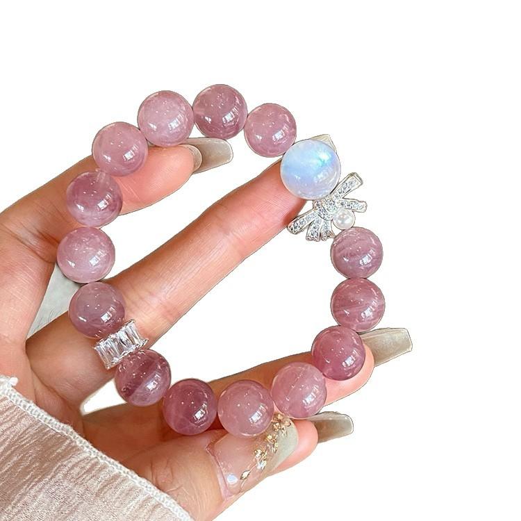 Natuurlijk Paars Rozenkwarts Armband voor Vrouwen, Trekt Liefde en Geluk aan, High-End Luxe Niche Nieuw Ontwerp
