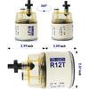 R12T Fuel Filter Water Separator Spin-On R12T Filter With Water Collection Bowl Diesel Engine & Gasoline Engine Replaces# S3240 R12T 120AT 18-7987