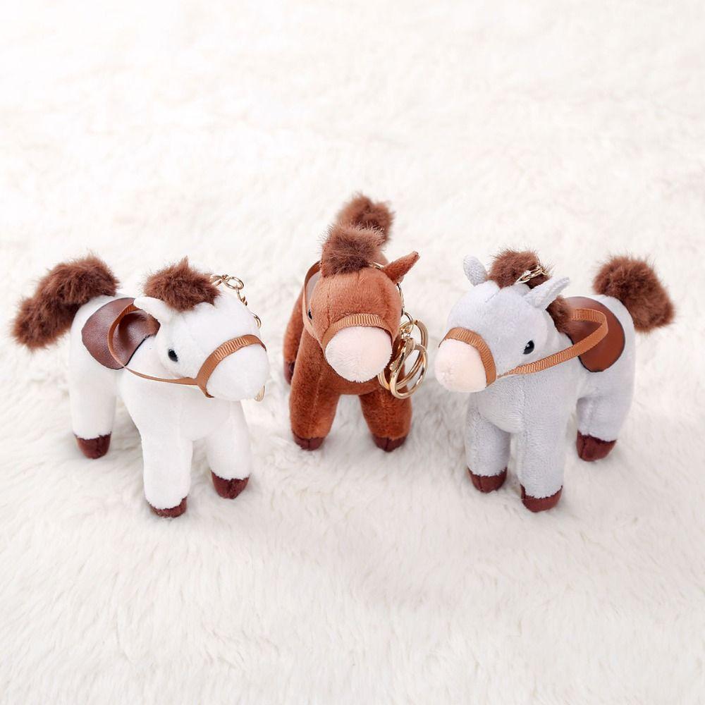 Chinese Style Cartoon Animal Stuffed Doll PP Cotton Chinese Horse Plush Keyring  Birthday Gift