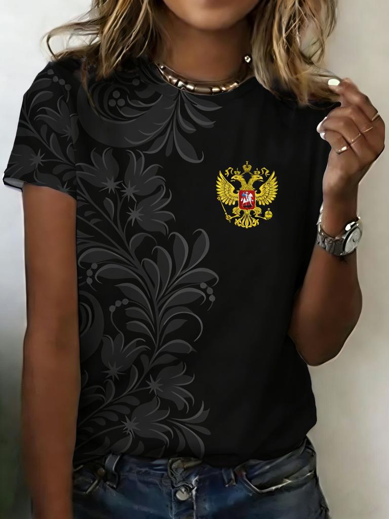 Russian T-Shirts CCCP Floral 3D Print Women's Short Sleeve Round Neck T Shirt Oversized Harajuku Tees Y2k Tops Female Clothing