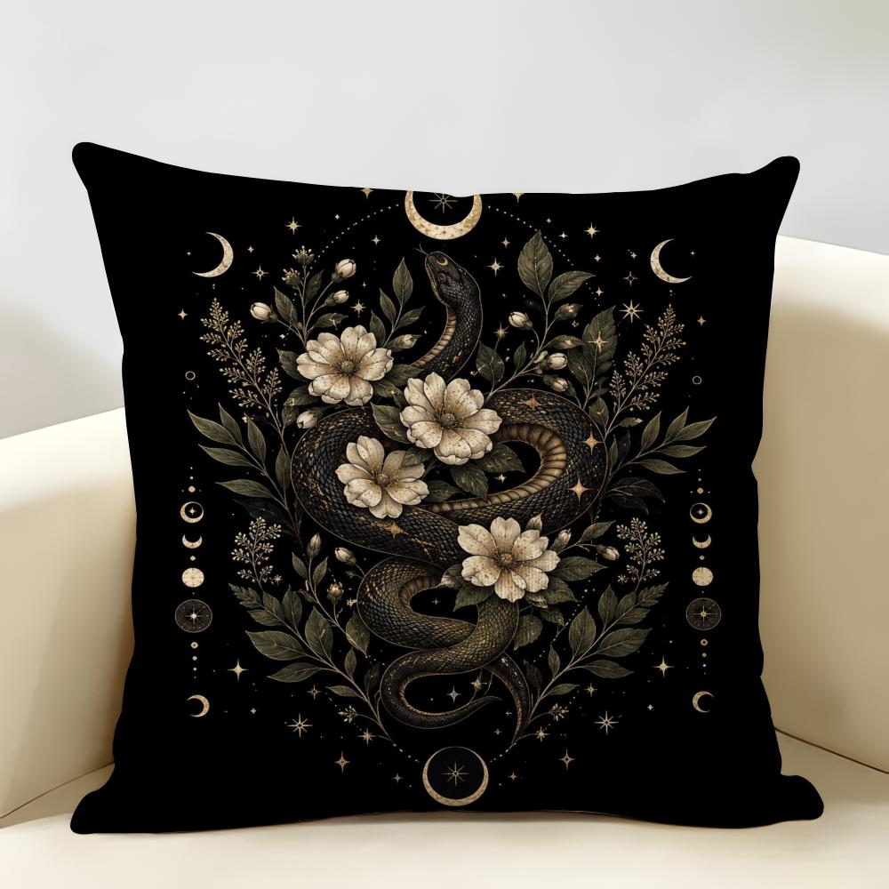 Halloween-Themed Moon And Witch Cushion Cover Durable Hypoallergenic Organic Linen Pillow Cover Washable Skin-Friendly