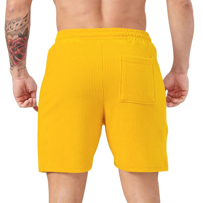 Summer Solid Color Lace Up Sports Pants Corduroy Simple Five Quarter Shorts Men's Shorts Casual Pants Shorts Men’s