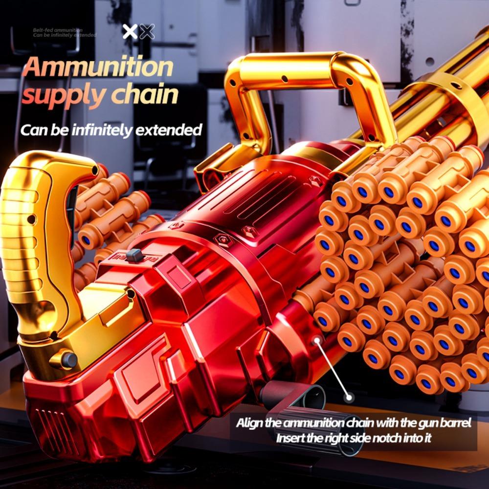 Golden Gatling Electric Chain Soft Bullet Gun Diy Self-Assembly Tactical Gatling Gun Toy Children'S Christmas Gift