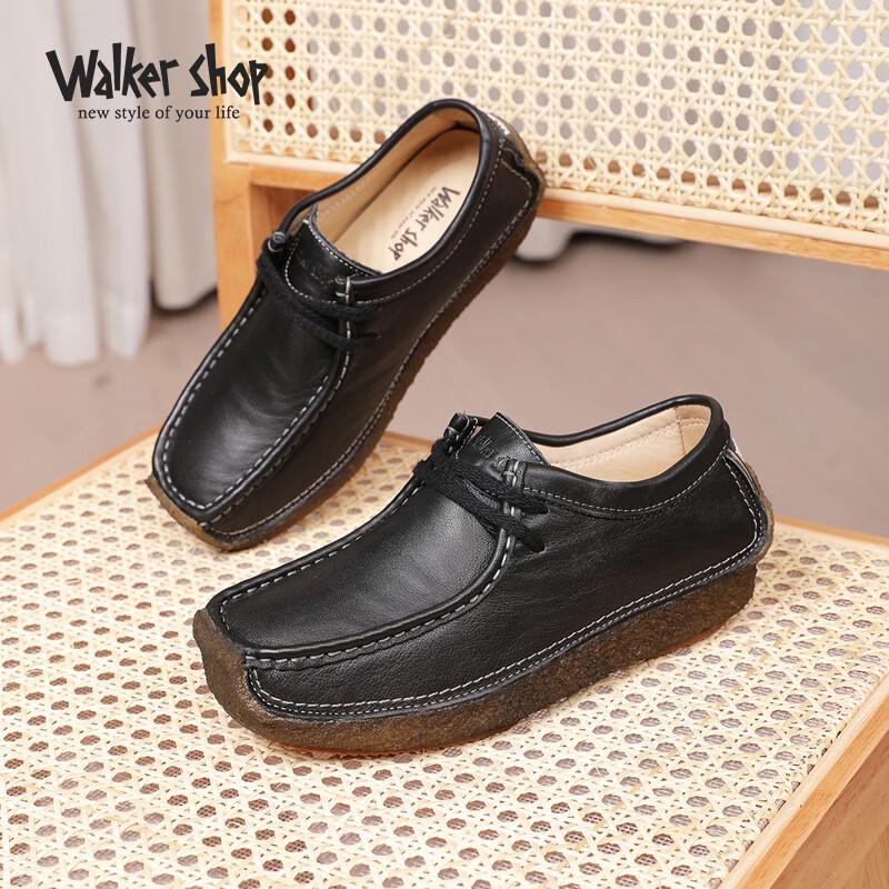 Walker Shop Women s Flat Leather Moccasin Walking Shoes 37