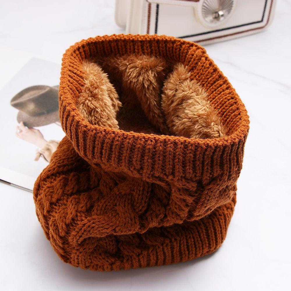 Warm Collar  Cowl Circle Cable Neck Warmer Circle Thicken Scarf Brushed Knit Loop Snood Shawl