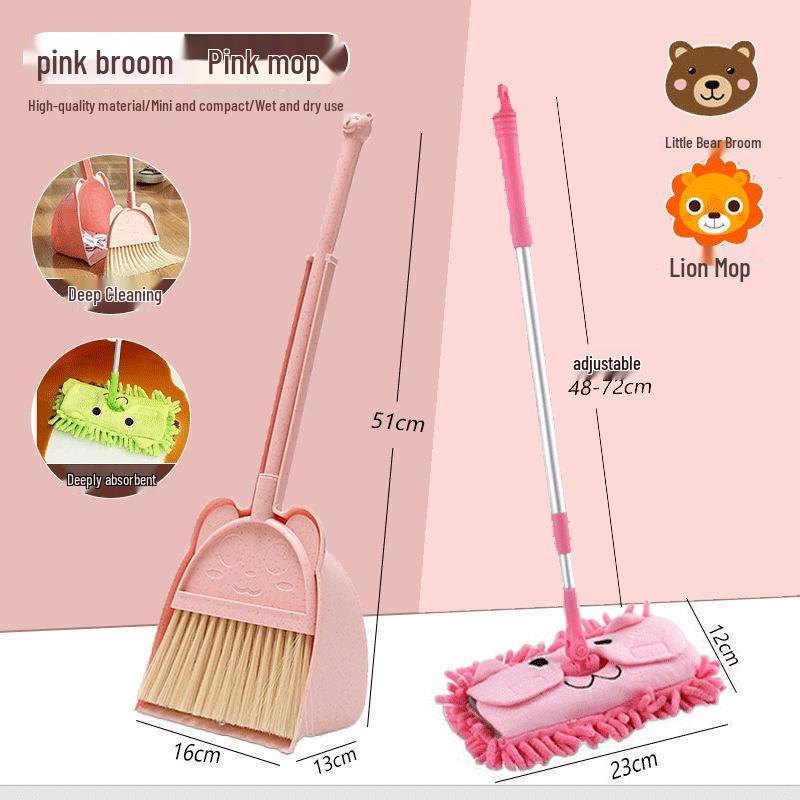 Kids' Mini Broom and Dustpan Set: Baby-Friendly Toy for Sweeping and Mopping