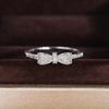 New Exquisite White Zirconia Bow Ring Sweet and Simple Party Birthday Gift 925 Stamp Fashion Jewelry Wedding Ring