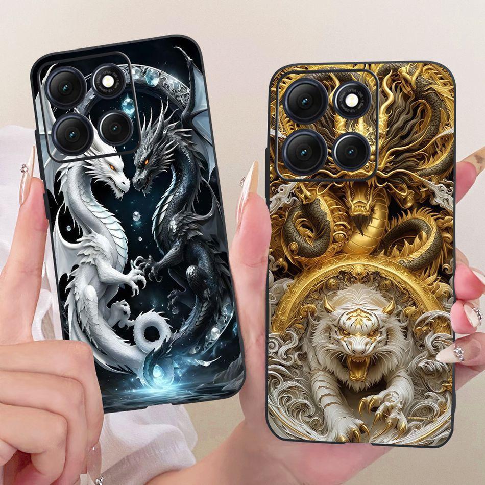 For Motorola Moto G86 Power Cool Dragon Tiger Pattern Phone Case For Moto G86 G86Power Black Silicone Soft Covers Bumpers