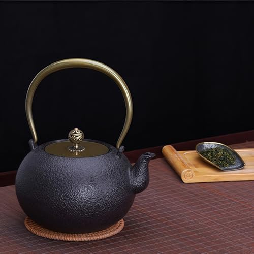OULOVECO Handmade Iron Teapot, IH Compatible, Direct Flame Compatible, Teapot Set, 1.2L, for Iron Supplementation, Tea Only