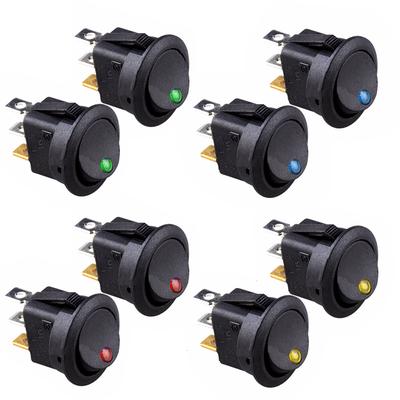 Auto 8 Stück 12 V LED runde Wippschalter EIN/AUS SPST Kippschalter für Boot, Auto