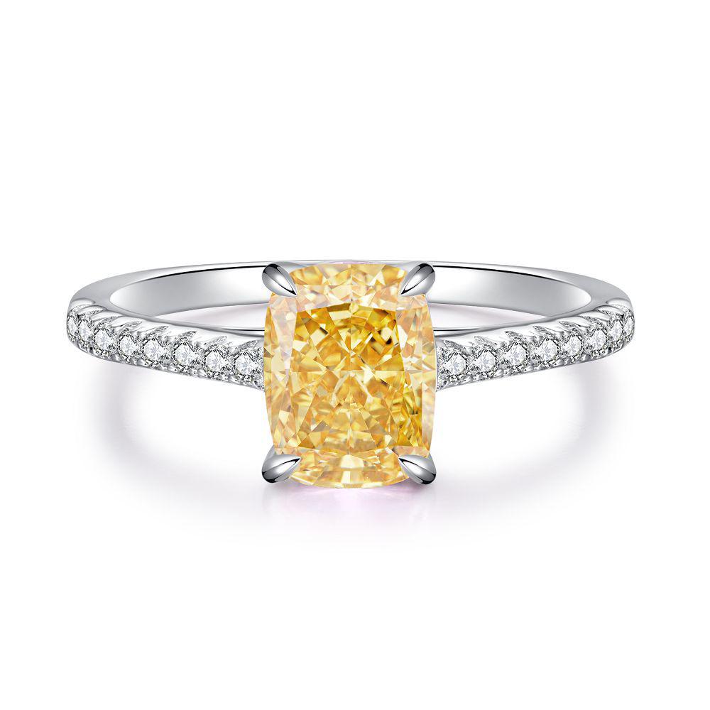 S925 Sterling Silver Pink Radiant Cut Flower Ring for Women - Cute, Sweet, INS Style.